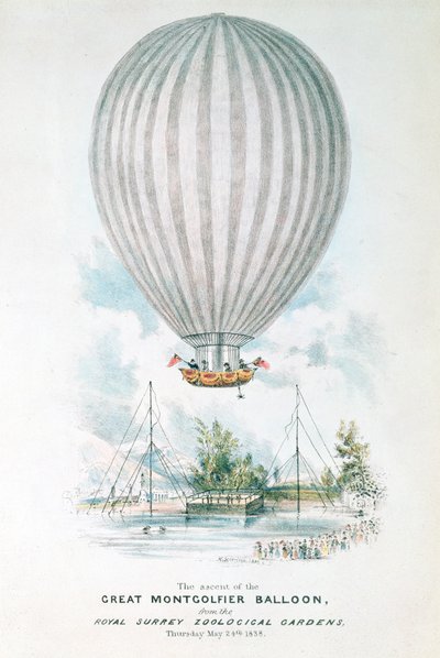 Ascension du grand ballon Montgolfier, 1838 - English School